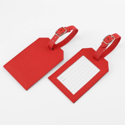 Recycled ELeather Rectangular Luggage Tag with clear window