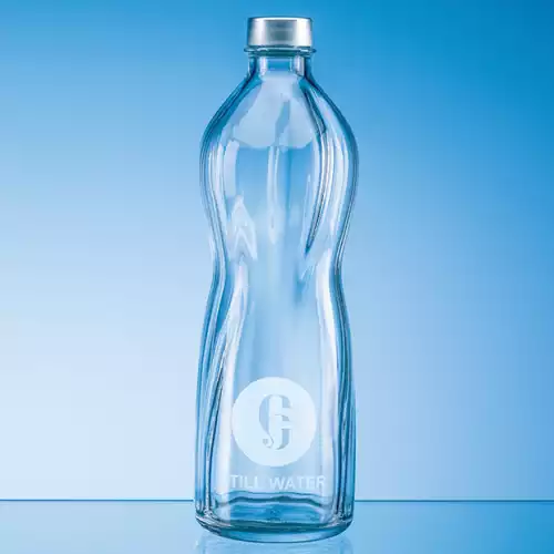 1ltr Rippled Aqua Screw Top Bottle