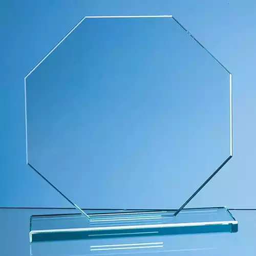 20cm x 20cm x 12mm Jade Glass Octagon Award