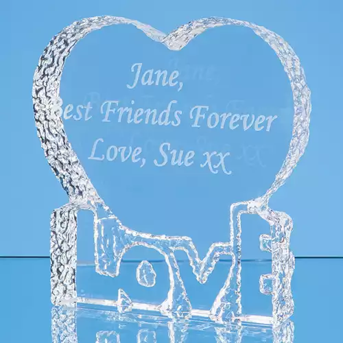 10cm Optical Crystal Love Heart Paperweight
