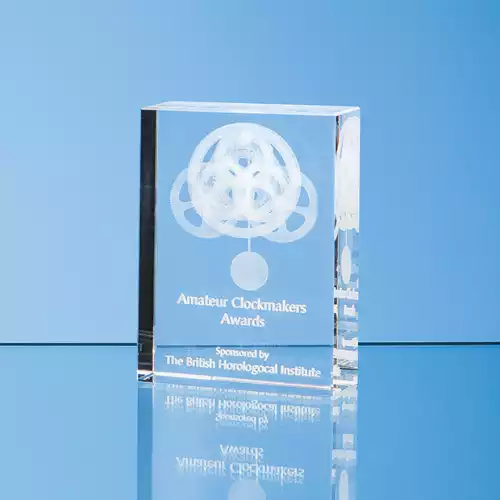 12cm x 8.5cm Optical Crystal Rectangle Award, H or V