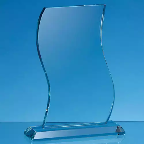 15cm x 10cm x 15mm Jade Glass Wave Award