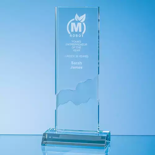 23cm Optical Crystal Deep Etched mounted Rectangle