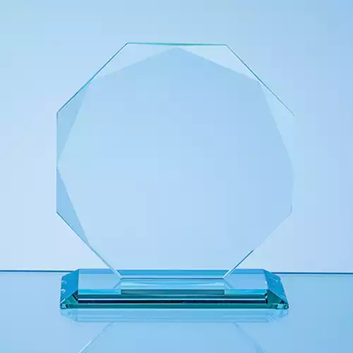 11.5cm x 11.5cm x 10mm Jade Glass Facetted Octagon Award