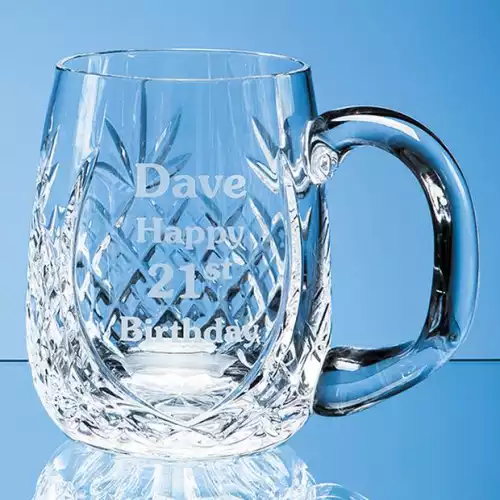 0.45ltr Lead Crystal Barrel Panel Tankard
