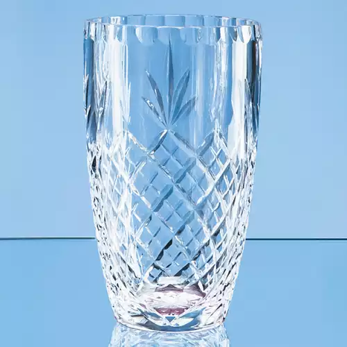 23cm Lead Crystal Panelled Barrel Vase