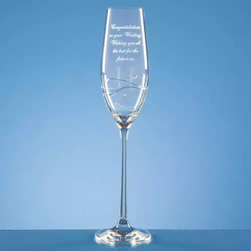 Single Diamante Champagne Flute with Spiral Design Cutting