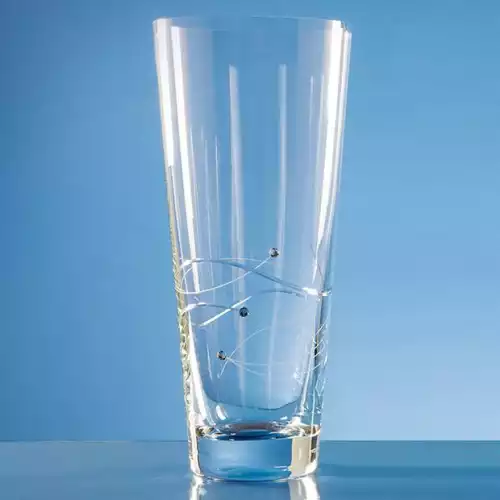 30cm Diamante Conical Vase with Spiral Design Cutting
