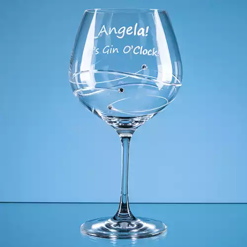 610ml Just For You Diamante Gin Glass with Spiral Design Cutting