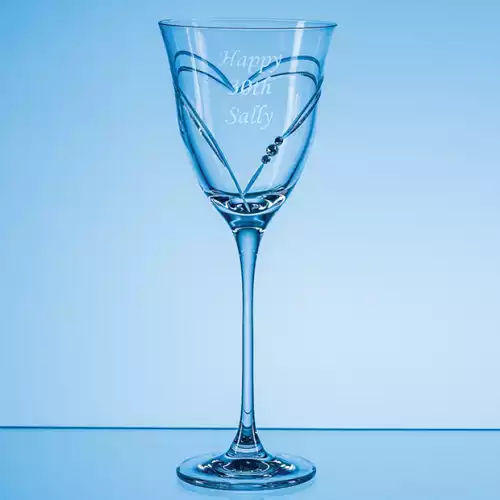 310ml Beloved Heart Diamante Red Wine Glass