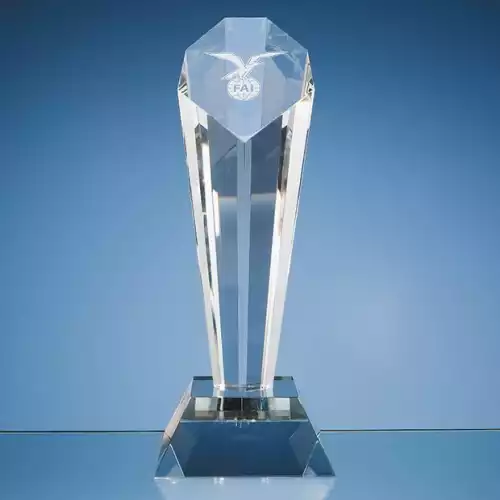 26cm Optical Crystal Sloped Facet Column Award