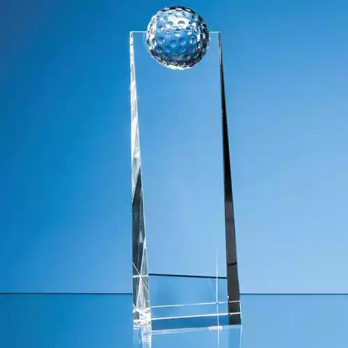 24cm Optical Crystal Golf Ball Rectangle Award