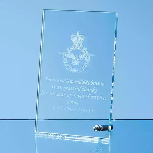 16cm x 10cm x 1cm Jade Glass Rectangle with Chrome Pin, H or V