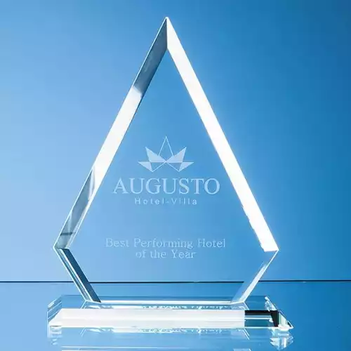 19cm x 15cm x 12mm Jade Glass Bevelled Edge Diamond Award