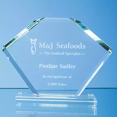 18cm x 25cm x 12mm Jade Glass Bevelled Edge Clipped Square Award