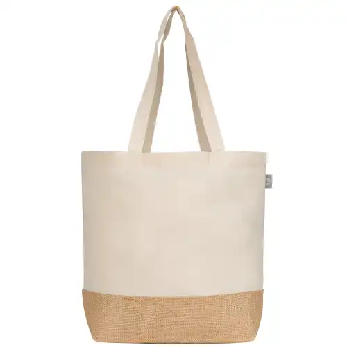 Rio™ Shopper Tote Bag - 5 oz. Recycled Cotton Blend with Jute