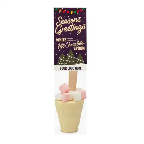Winter Collection - Eco Info Card - Hot Choc Spoon - White Chocolate - with Mini Marshmallows