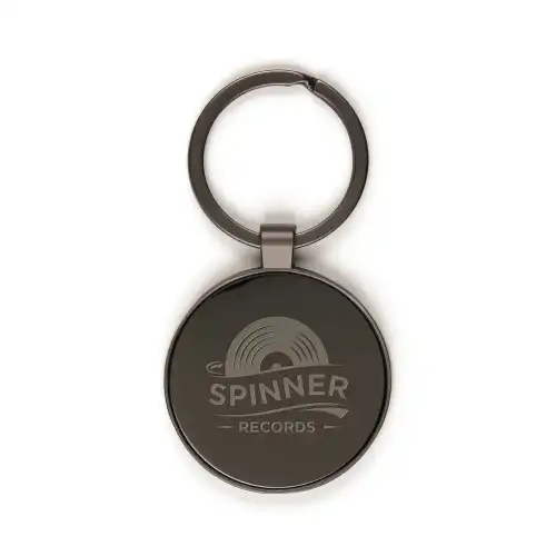 Circular Gun Metal Keyring 