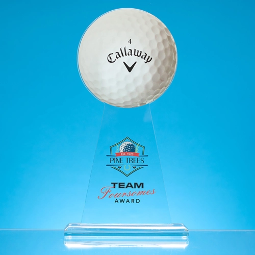 15cm Dia x 28cm x 12mm Clear Glass Ball Award