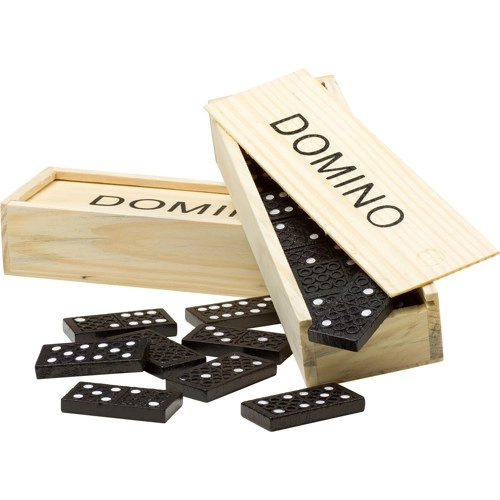 Wooden box with domino game