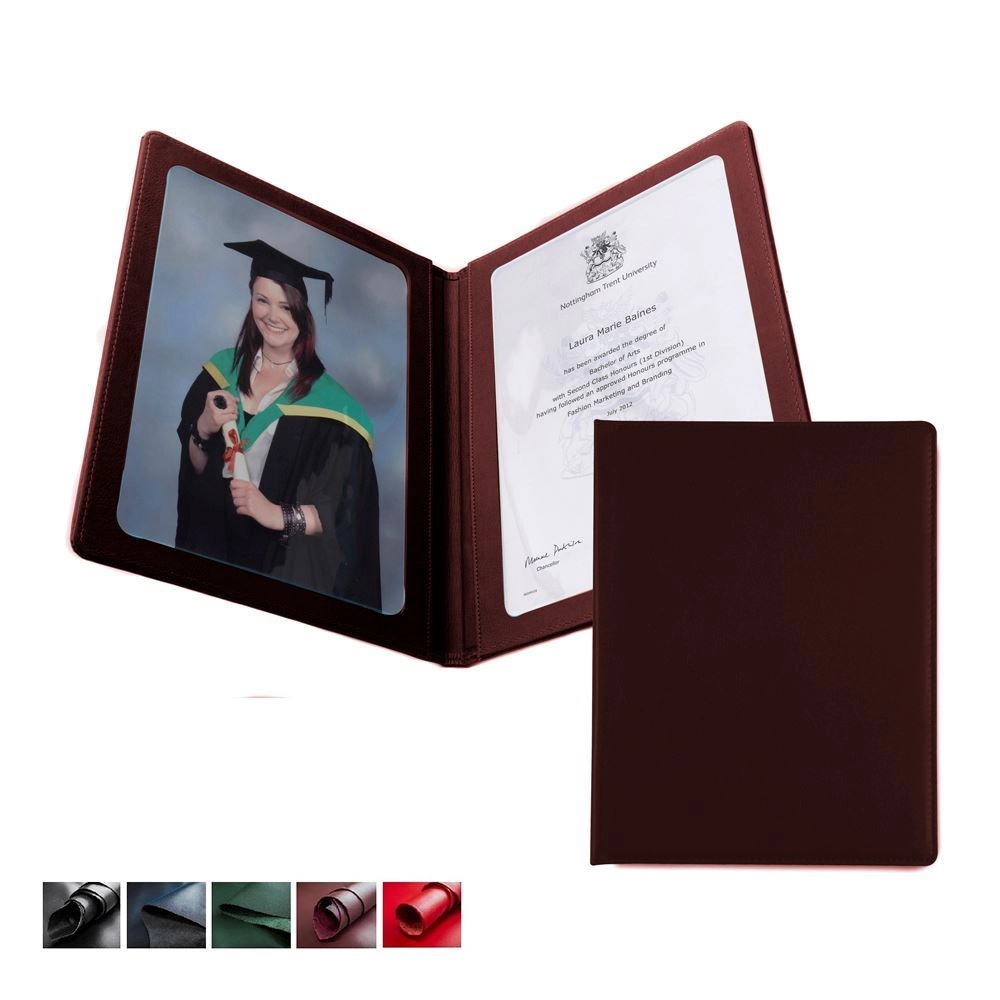 Universal Leather A4 Certificate or Price List Holder, made in the UK in a choice of 5 colours.