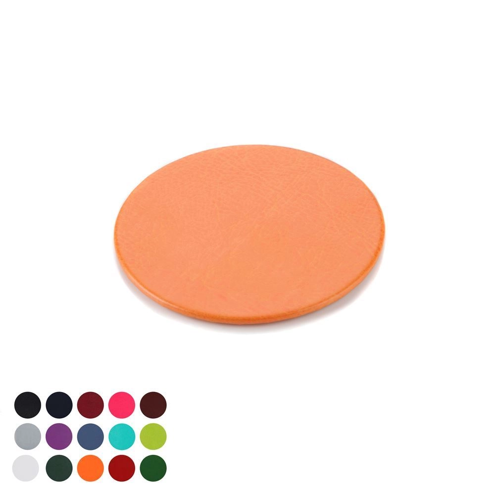 UK Made Round Coaster in Belluno, a vegan coloured leatherette with a subtle grain.