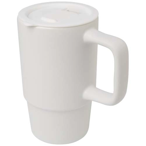 Carter 450 ml ceramic mug with plastic lid