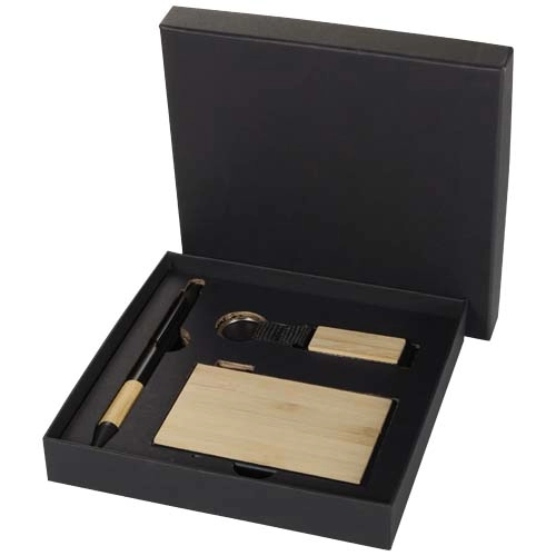 Minka RCS recycled aluminium ballpoint pen, keychain and RFID card holder gift set