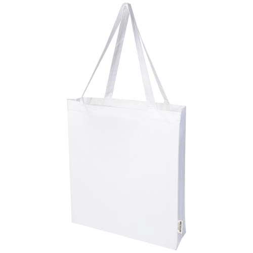 Madras 140 g/m² GRS recycled cotton gusset tote bag 12L