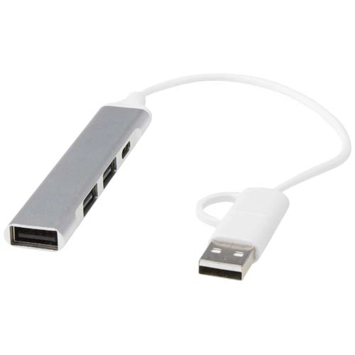 Alkaid 4-port recycled aluminium USB-A and Type-C hub with dual input