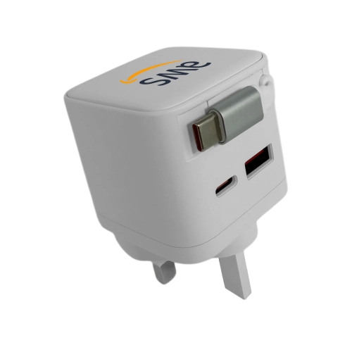 USB-C Plug Charger with Retractable USB-C Cable