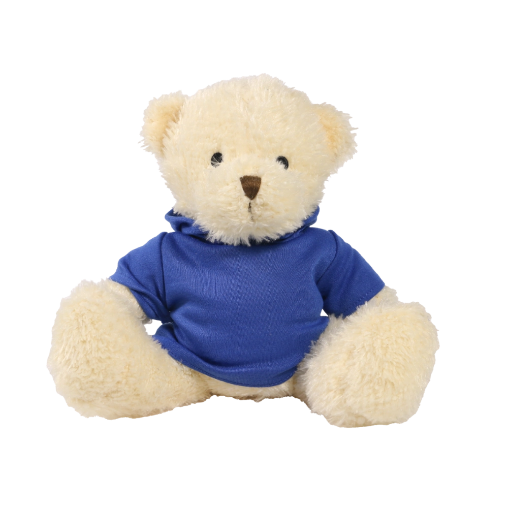 White 18cm James bear with printed Royal Blue Hoody