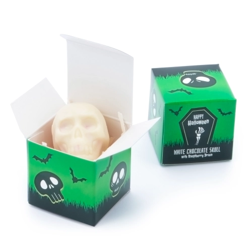 Halloween - Eco Mini Cube - White Chocolate Skulls - x1