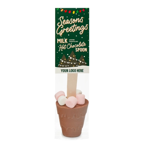Winter Collection `25 - Eco Info Card - Hot Choc Spoon - Milk Chocolate with Mini Marshmallows