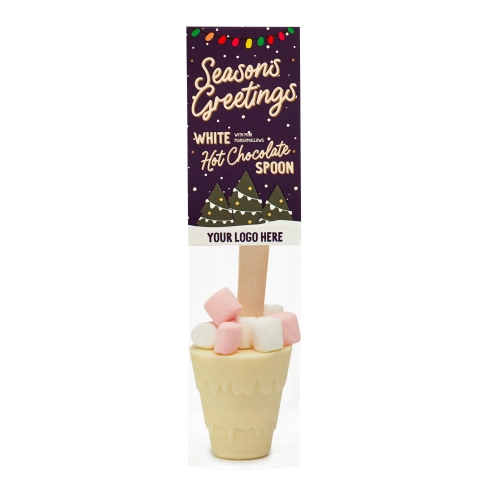 Winter Collection `25 - Eco Info Card - Hot Choc Spoon - White Chocolate - Mini Marshmallows