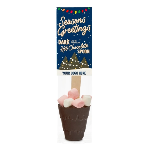 Winter Collection `25 - Eco Info Card - Hot Choc Spoon - Dark Chocolate - Mini Marshmallows