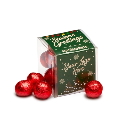Winter Collection `25 - Clear Cube - Red Foiled Balls