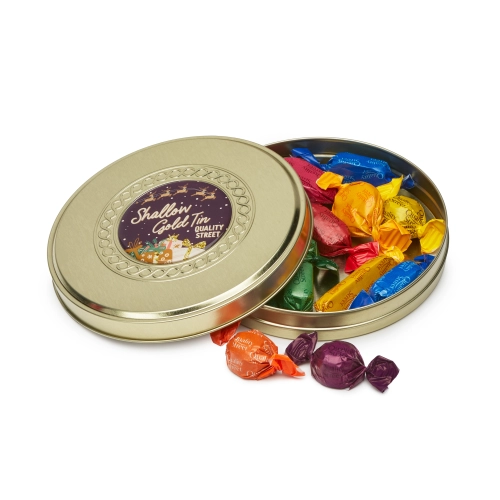 Winter Collection `25 - Shallow Gold Treat Tin - Quality Street