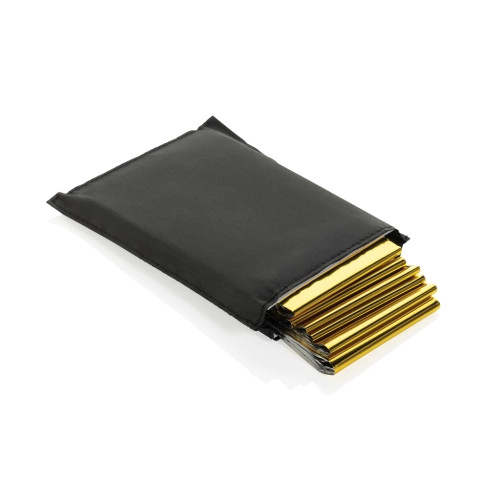 Solra emergency blanket in RCS recycled RPET pouch
