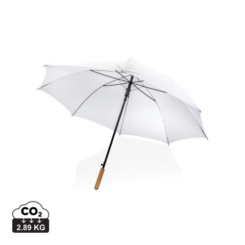 27" Impact AWARE™ RPET 190T auto open bamboo umbrella