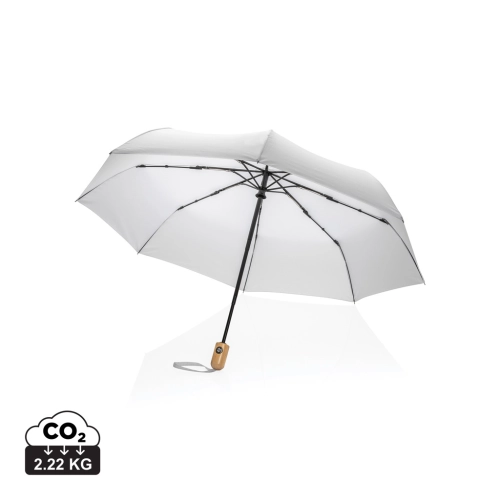 21" Impact AWARE™ RPET 190T bamboo auto open/close umbrella