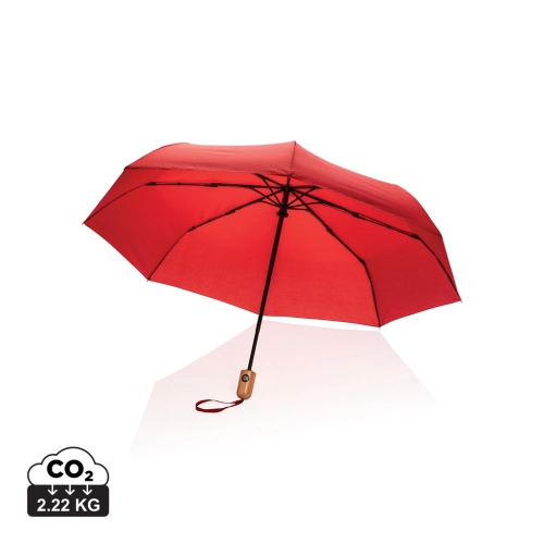21" Impact AWARE™ RPET 190T bamboo auto open/close umbrella