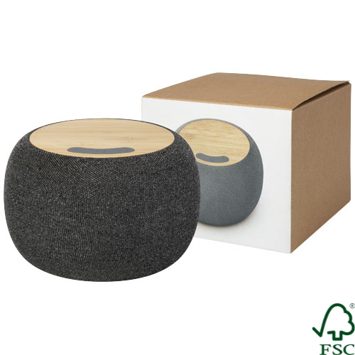 Ecofiber bamboo/RPET Bluetooth® speaker and wireless charging pad