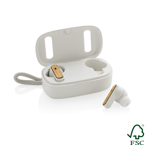 RCS recycled plastic & bamboo TWS earbuds