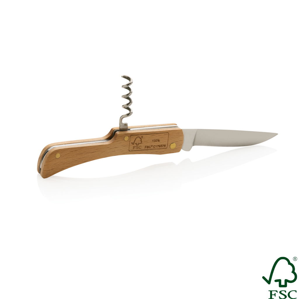 Wooden knife with bottle opener