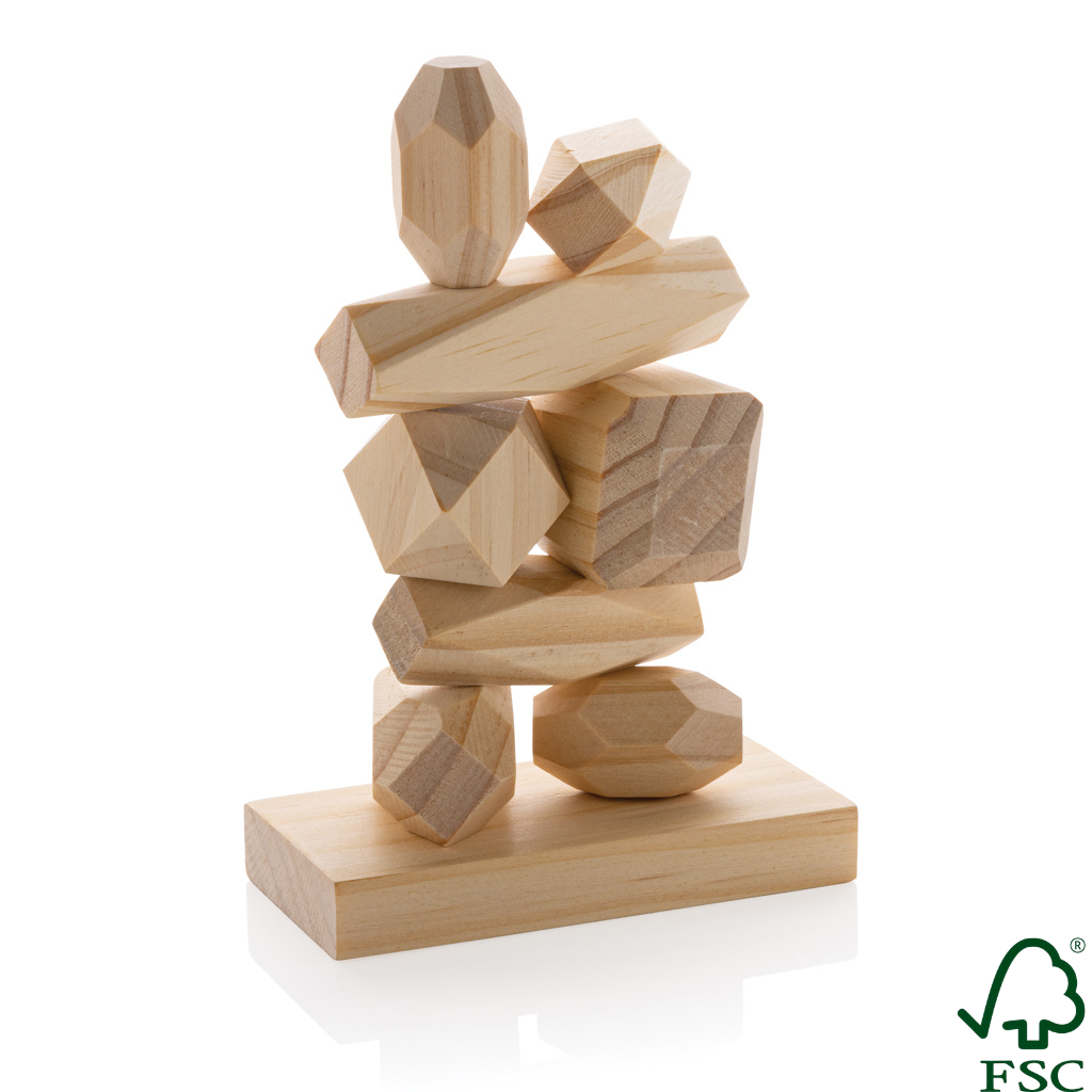 Ukiyo Crios wooden balancing rocks in pouch