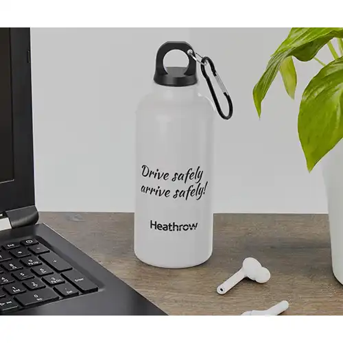 Oregon 400 ml RCS certified single wall stainless steel water bottle with carabiner