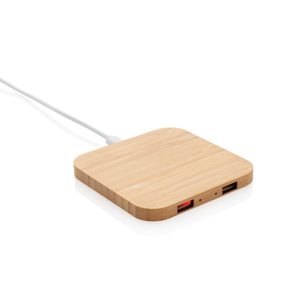 Bamboo 5W wireless charger with USB