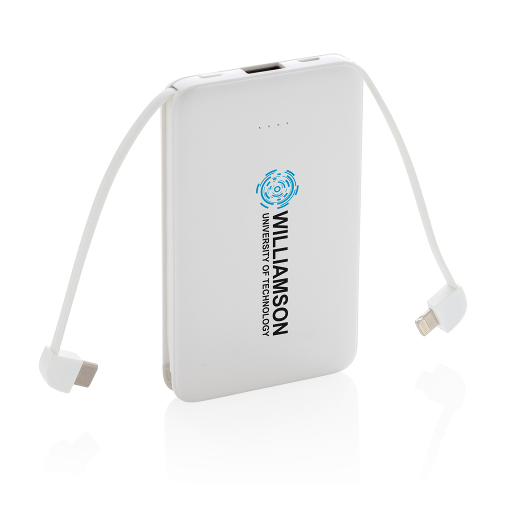 5.000 mAh Pocket Powerbank with integrated cables