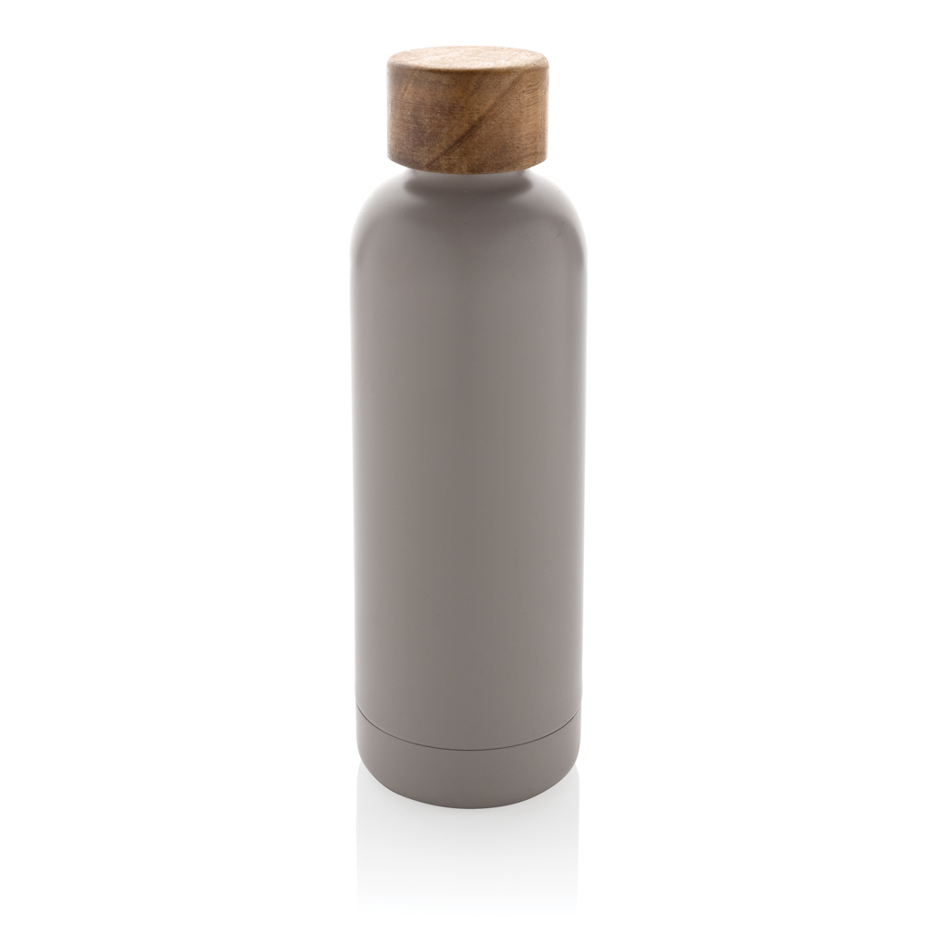 Wood RCS certified recycled stainless steel vacuum bottle